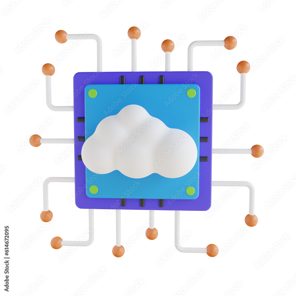 Poster 3d cloud computing. icon isolated on white background. 3d rendering illustration