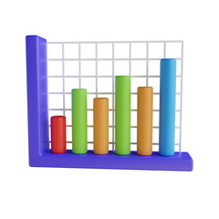 3d Bar Chart. icon isolated on white background. 3d rendering illustration