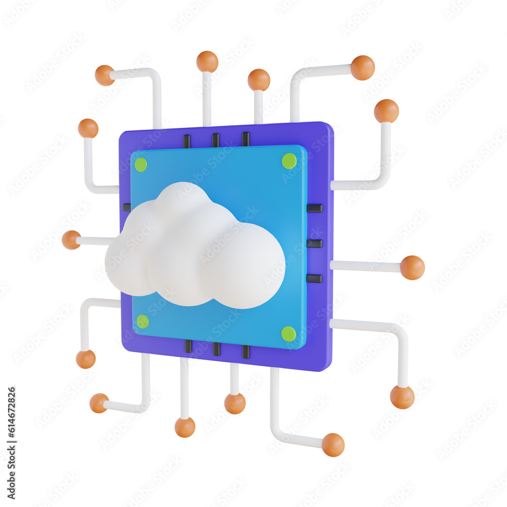 Poster 3d cloud computing. icon isolated on white background. 3d rendering illustration