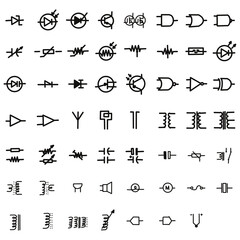 Electronic circuit symbols icon. Image basic circuit symbols