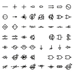 Electronic circuit symbols icon. Image basic circuit symbols