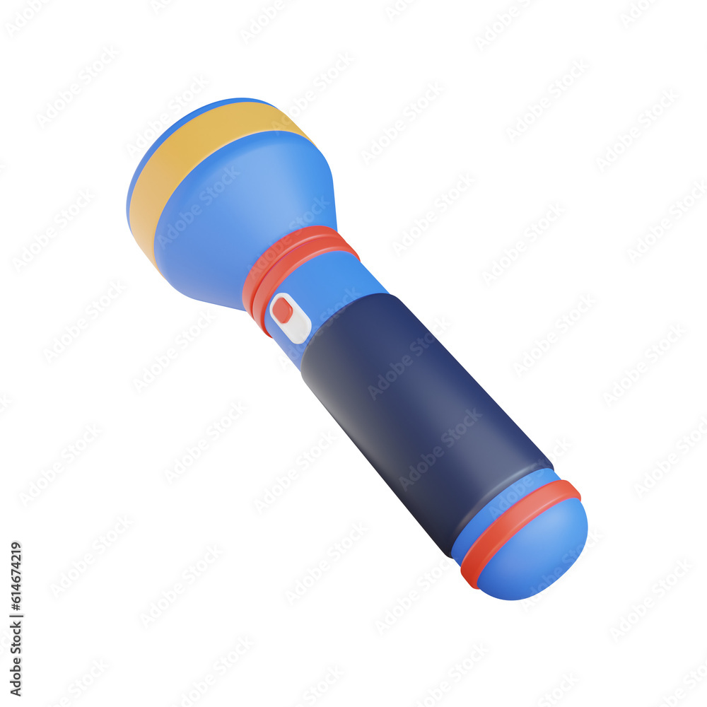 Poster 3d torch. icon isolated on white background. 3d rendering illustration