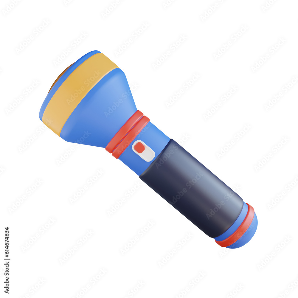 Poster 3d torch. icon isolated on white background. 3d rendering illustration