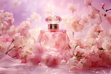 Obraz na płótnie Canvas Delicate Pink Cosmetics and Flowers