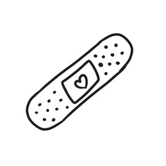 Hand drawn doodle aid band isolated on white background