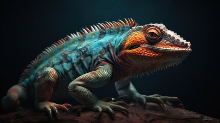 Fototapeta premium green iguana on a branch HD 8K wallpaper Stock Photographic Image