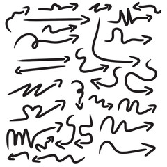 Hand drawn a grunge set of doodle arrows isolated on white background,vector illustration eps10