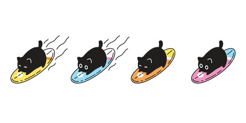 cat vector calico kitten surfboard surf beach sport icon logo pet face head breed cartoon character doodle symbol stamp design animal illustration isolated