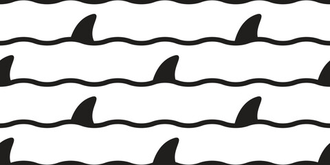 shark fin seamless pattern wave ocean vector dolphin fish whale tile background repeat wallpaper animal cartoon illustration sea ocean doodle design scarf isolated