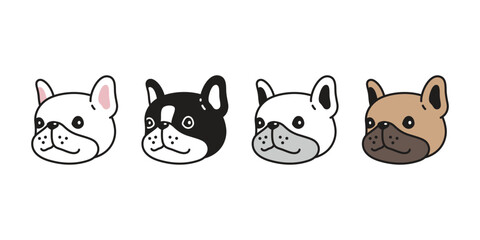 dog vector french bulldog icon puppy smile pet face head cartoon character symbol tattoo stamp illustration design isolated