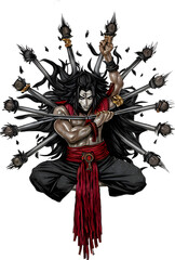 Fototapeta premium Asura God Illustration, Generative Ai