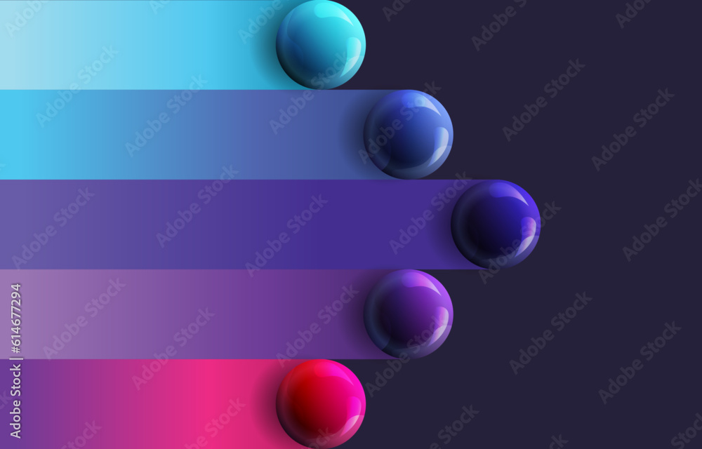 Poster gradient glossy shining balls on dark background. abstract movement. vector illustration. can be use