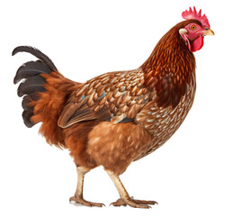Fototapeta premium Brown Hen isolated on the transparent background PNG. AI generative.