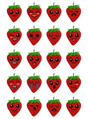 cute cartoon character of fresh food, fruits, vegetable, clip art for icon