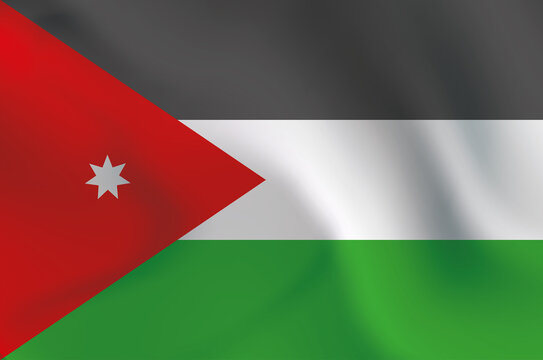 Jordan country national flag in the wind illustration image