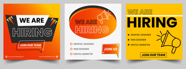 We are hiring for a job vacancy social minimalistic 
advertisement recruitment open vacancy design info label template.