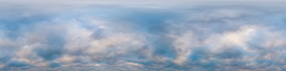 Dramatic overcast sky panorama with dark gloomy Cumulonimbus clouds. HDR 360 seamless spherical panorama. Sky dome in 3D, sky replacement for aerial drone panoramas. Climate and weather change.