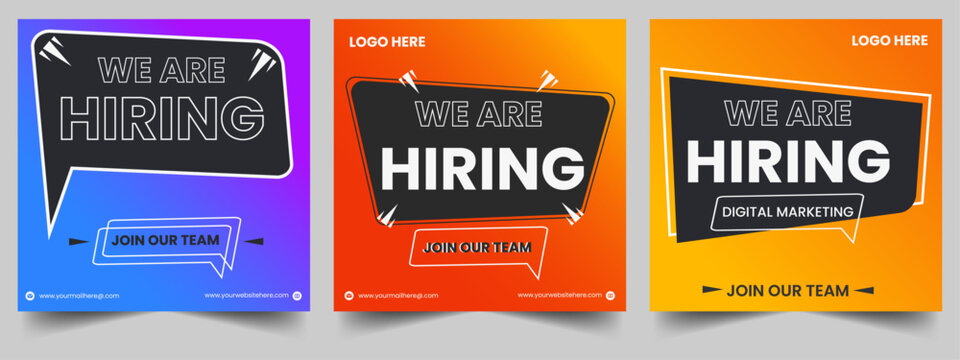 We are hiring for a job vacancy social minimalistic 
advertisement recruitment open vacancy design info label template.