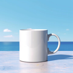 Obraz premium cup of coffee on the table mug mockup white 