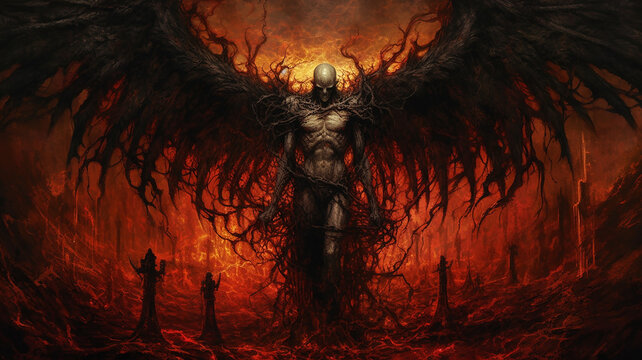 dark fallen angel with dantes inferno