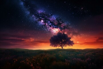 Vibrant celestial scenery. Generative AI