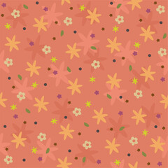 Fototapeta na wymiar Vector seamless floral pattern. Simple soft flowers on warm pink background.