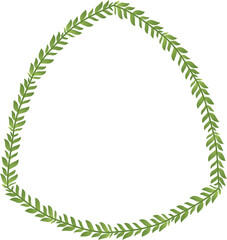 Obraz premium Curvilinear Triangle Shape leaves frame green leaf wreath frame picture vector photo frame floral border decoration botanical branches elements winner award wedding anniversary new year Christmas cong