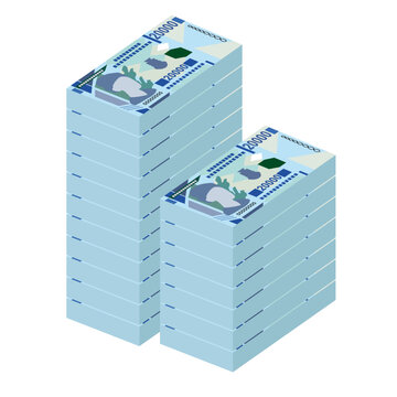 Guinean Franc Vector Illustration. Guinea money set bundle banknotes. Paper money 20000 GNF. Flat style. Isolated on white background. Simple minimal design.