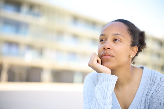 Black Woman Thinking In The Street