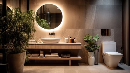 Modern bathroom interior. Generative AI