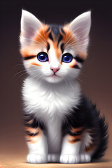 Cute kitten illustration . Generative AI