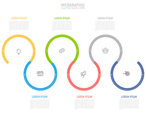 Business circle step infographic. Flat icon template vector illustrator. 6 step concept presentation.