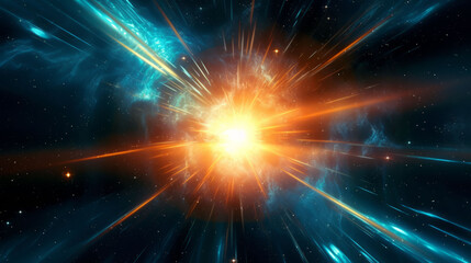 Obraz premium Illustration of a colorful space filled with stars and vibrant shades of orange and blue