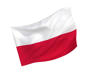 Simple 3D Poland flag in the form of a wind-blown shape