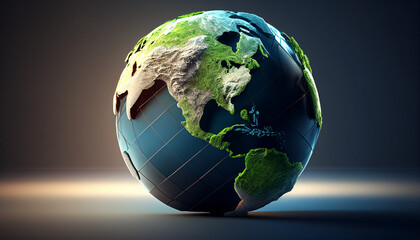 Golden globe on black background, Illustration of a 3D earth symbolizing global trade