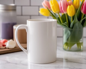 Fototapeta na wymiar White coffee mug mockup