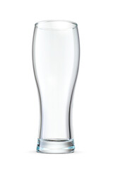Empty clean weizen glass for beer isolated. Transparent PNG image.
