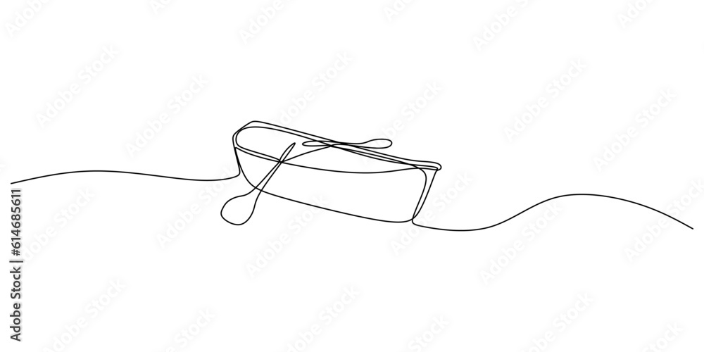 Poster continuous single one line of rowboat isolated on white background.