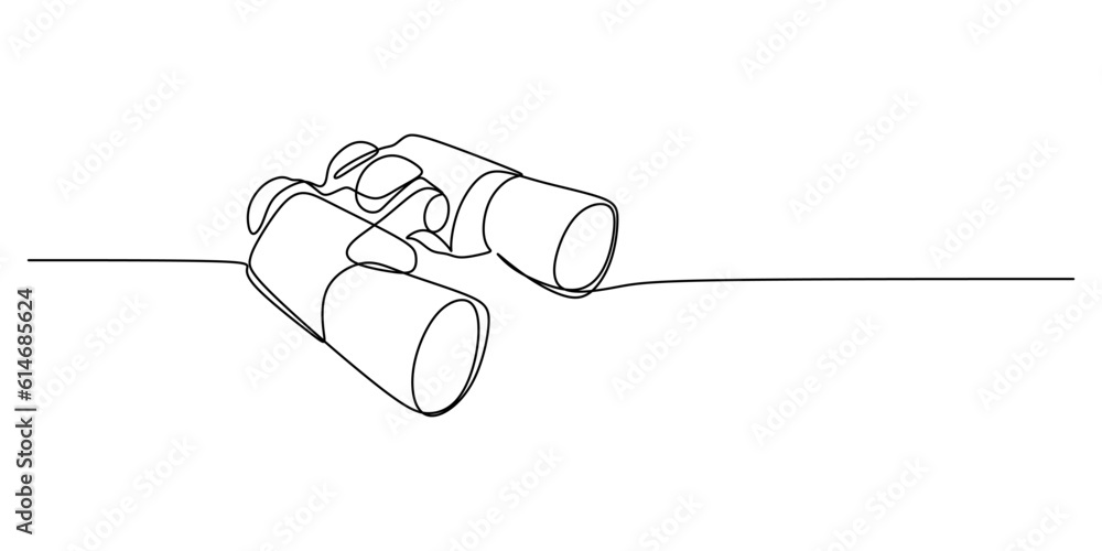 Poster continuous single one line of binoculars isolated on white background.