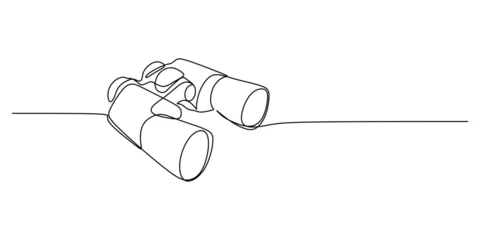Photo sur Plexiglas Une ligne Continuous single one line of Binoculars isolated on white background.