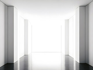 Interior of an empty white studio room. Generative AI