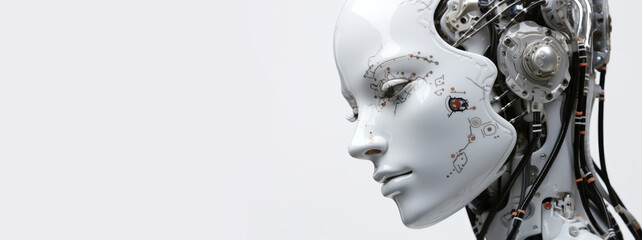 Female robotic cyborg. Generative AI