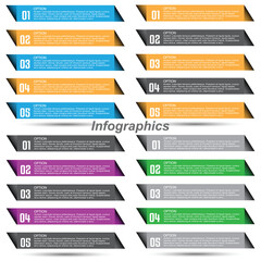 Collection infographics with steps and options, banner  for  business design and website template.