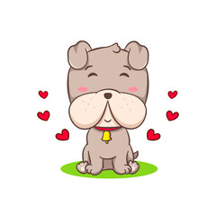 Cute Bulldog sitting cartoon character. Adorable animal concept flat design. Isolated white background. Vector art illustration.