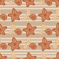 Obraz premium Cute and Adorable Seashells Illustration as Seamless Surface Pattern Design