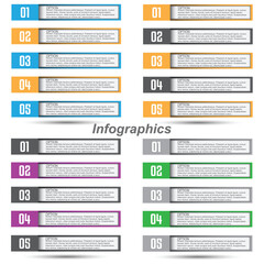 Collection infographics with steps and options, banner  for  business design and website template.