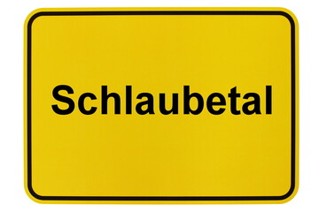 Illustration eines Ortsschildes der Gemeinde Schlaubetal in Brandenburg
