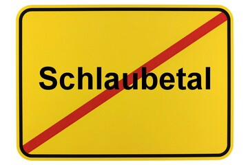 Illustration eines Ortsschildes der Gemeinde Schlaubetal in Brandenburg