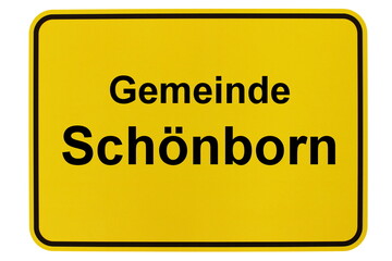 Illustration eines Ortsschildes der Gemeinde Schönborn in Brandenburg