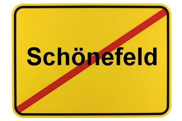 Illustration eines Ortsschildes der Gemeinde Schönefeld in Brandenburg